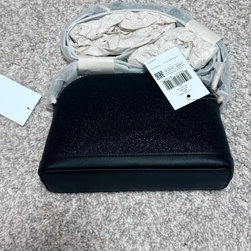 NWT Kate Spade Holiday Black Glitter Tinsel Small Dome Crossbody in - Picture 7 of 9